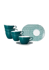 Seltmann Weiden Milchkaffeetassen mit Untertassen Life Fashion 370 ml 6er Set - LIFE - blau