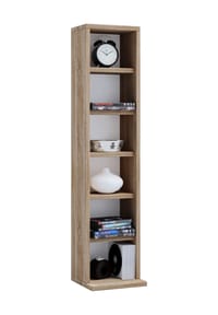 VCM. - Holzregal stehend | platzsparender CD Schrank für 102 CDs oder 36 DVDs | Maße: H. 92 x B. 21 x T. 20 cm | Elegantes DVD Regal stehend | Blu-Ray Regal | CD Regal - Elementa - Anthrazit / Honig-Eiche