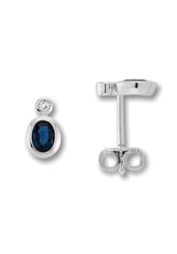 ONE ELEMENT Timeless Diamonds - 0.02 ct  Diamant Brillant Safir Ohrringe   Ohrstecker aus 585 Weißgold - silber