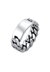 KUZZOÍ - Ring Herren Siegelring Panzer Glieder Platte 925 Silber - Schwarz