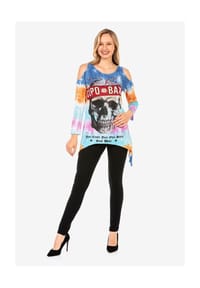 CIPO & BAXX® - Sweatshirts LONG SLEEVE T-SHIRT zusätzlich mit kleinen, glitzernden Steinchen besetzt - BLUE