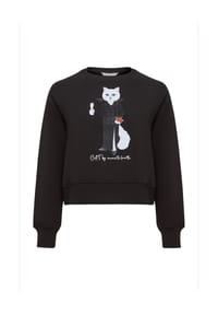 CAT by manii'ta lacitta - Schwarzes Sweatshirt, weihnachtliche weiße Katze - schwarz