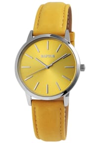 RAPTOR Raptor - Damen Quarz Armbanduhr Sunny mit Lederarmband - 3 ATM - Mineralglas - gelb-silber