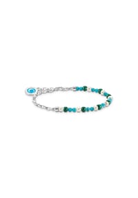 Thomas Sabo - Thomas Sabo Member Charm-Armband mit weißen Perlen, Malachit und Charmista Coin Silber 925 Sterlingsilber, Kaltemail - silberfarben, grün, türkis, weiß