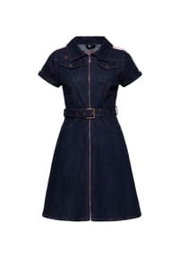 QUEEN KEROSIN - A-Linien-Kleid mit Rückenstickerei Racing Queen - Denim