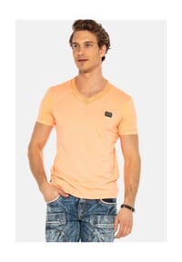 CIPO & BAXX® - T-Shirt CT569 mit Logo-Patch Prints - NEONCORAL