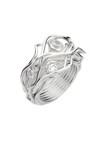 Nenalina - Ring Verknotet Gewoben Zirkonia Kristalle 925 Silber - Silber