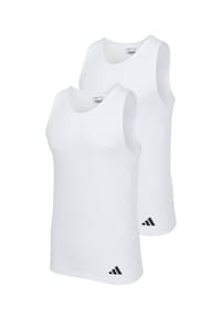 adidas - Herren Unterhemden, 2er Pack - Ergonomic Tank Top 2PK, Active Flex Cotton, ärmellos, einfarbig - Schwarz