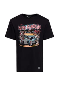 KING KEROSIN - Print-Shirt Großflächiger Frontprint im Old-School-Stil Tiki - olivgrün