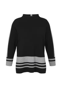 VIA APPIA -DUE- - Pullover Weicher Feinstrick Große Größen - schwarz/grau melange