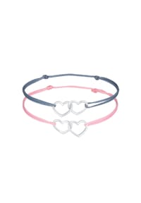 elli. - Armband Kinder Herzen Nylon Bändchen 2Er Set 925 Silber - Silber