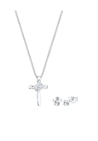 elli. - Schmuckset Kreuz Solitär 925 Silber, Mit Kristallen Von Swarovski® - Silber