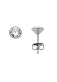 Adelia's - Damen Silber Schmuck 925 Silber Ohrringe  Ohrstecker mit Zirkonia Ø 6,5 mm - silber