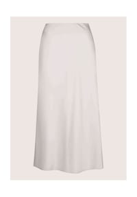 MADELEINE - Midi Satinrock für elegante Anlässe - kiesel
