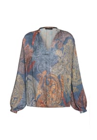 BETTY BARCLAY - Schlupfbluse mit Stehkragen - Blau/Rot