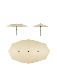 VCM. - Sonnenschirm | Maße ca. 4,50x2,65x2,40 m | Doppelsonnenschirm XXL | Schirm mit Kurbel | Polyester 180g/m² - Creme