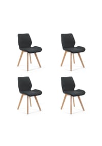 Akord - SJ.0159 Polsterstühle mit Holzbeinen, 4er-Set - rosa