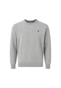 U.S. POLO ASSN. - Herren Strickpullover - Rundhals, Logo-Stickerei, Baumwolle - Beige