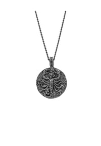 HAZE & GLORY - Halskette Sternzeichen Skorpion Kordelkette 925 Silber - Grau