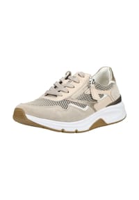 rollingsoft - Veloursleder/Mesh Sneaker - Beige/Weiß
