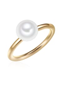 VALERO PEARLS - Damen Ring aus 925/- Sterling Silber in Gelbgold mit Süßwasser-Zuchtperle - gelbgold