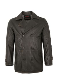 JILANI - Herren Ledermantel Lammnappa schwarz-beige antik - schwarz-beige