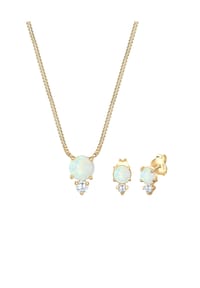elli. - Schmuckset Geo Zirkonia Synthetischer Opal Trend 925 Silber - Gold