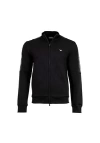EMPORIO ARMANI - Herren Sweatjacke mit Stehkragen - BASIC TERRY, Zipper, Cotton-Mix - Schwarz