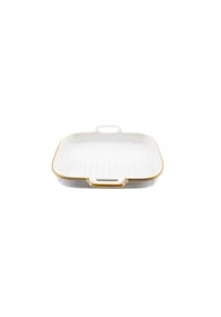 ZELLERFELD - Elegante Servierteller mit Goldrand & praktischen Griffen - - Weiß 15 x 19 x 3 cm