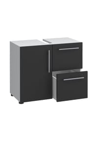 VCM. - Holz Waschbeckenunterschrank | Badschrank | Maße: H. 51 x B. 61 x T. 32 cm | 1 Drehtür | 2 große Schubladen | modernes Badezimmermöbel - Flandu - Anthrazit / Honig-Eiche