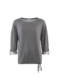 STOOKER® - CARLY Damen Langarmshirt - black waves aop