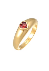 elli. - Ring Zirkonia Herz Bandring Liebe 925 Silber Vergoldet - Pink