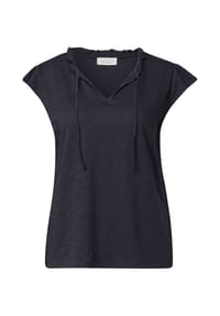 STREET ONE STUDIO - T-Shirt, Schlüsselloch-Ausschnitt, für Damen - 17823 BLUE