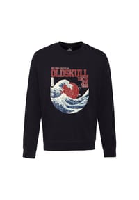 OLDSKULL - Sweatshirt Asian Big W Vintage Logo Graphic mit angesagtem Wellen-Print - Black