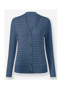 Witt - Ajour-Strickjacke - rauchblau-meliert