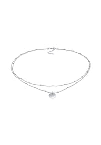 elli. - Halskette Choker Layer Plättchen Kugelkette 925 Silber - Gold