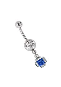 Adelia's - Bauchnabelpiercing Banane mit Multistrass Kreuz Anhänger - grün