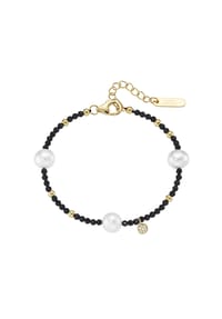 GIORGIO MARTELLO MILANO - Armband mit Süßwasser-Perlen und Ziersteinen, Silber 925 - gold