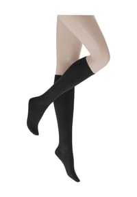 KUNERT - Liz Baumwoll-Kniestrümpfe, blickdicht, für Damen - 0070 BLACK