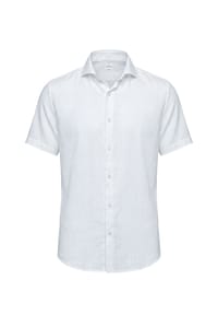 Vercate - Leinenhemd, Kurzarm, weiß - Beige