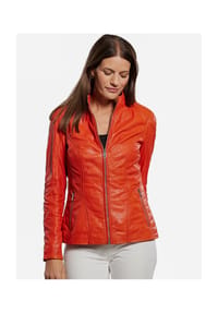 JILANI - Damen Lederjacke Lammnappa orange-rot - orange rot