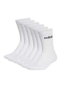 adidas - Unisex Socken, 6er Pack - Linear Crew Cushioned, Logo, gepolstert, einfarbig - Schwarz