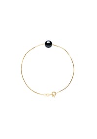 Pearls & Colors - Armband, Gelbgold mit Süßwasser-Zuchtperle, 8-9 mm - Gelbgold/Schwarz