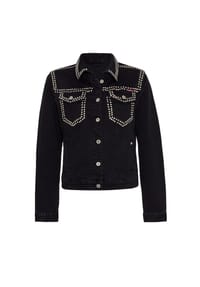 CIPO & BAXX® - JACKET WJ213 mit Nietenbesatz Ausgefallen Denim Freizeitjacke - BLACK