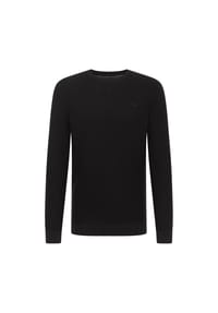 MUSTANG® - Herren Strickpullover - Elliot, Flat Knit, Baumwolle, Rundhals, einfarbig - Dunkelblau