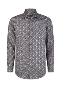 HECHTER PARIS - Hemd CITY HEMD MODERN FIT mit floralem Allover-Print - Braun