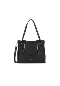Kazar - Shopper-Tasche aus schwarzem Leder in Schwarz mit goldenen Details - Schwarz