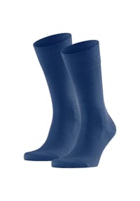 FALKE - Herren Socken 2er Pack - Sensitiv Berlin, Kurzstrumpf, Komfortbund, Uni - Blau