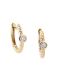 MONCARA - Damen Creolen, 585er Gold, 2 Diamanten zus. ca. 0,20 Karat - Gelbgold