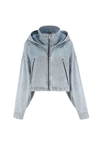 freshlions - Jeansjacke Juliana im kuscheligen Design mit Kapuze - dark blue
